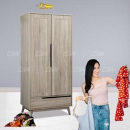 Fella 2 Door Wardrobe / Swing Door Cabinet / Cloth Storage Cabinet / Almari Kayu / Almari Baju L900MM X W600MM X H2000MM