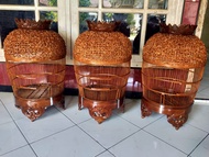 SANGKAR PERKUTUT ANYAMAN ROTAN  MAHKOTA KAYU UKIR TEBOK KAYU UKIR TEBOK LEPAS FULL FINISHING