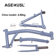 AGEKUSL Bike Frame Set Front Fork Rear Triangle Fork Stem Use For 16 inch Brompton Folding Bicycle