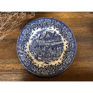 19th Century [United Kingdom ・ 17th England Blue Flower Porcelain Plate Country Classical Style] 923