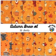 10 Sheets 8x8 Autumn Brew Print by byte studio | Premium Paper Craft Junk Journal Stationery
