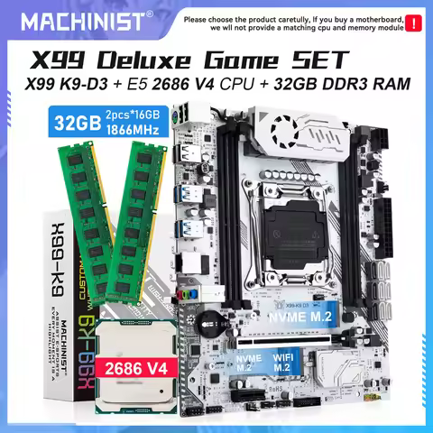 MACHINIST X99 K9 D3 motherboard LGA 2011-3 optional kit Intel Xeon E5 2686 v4 CPU + DDR3 32gb memory