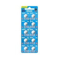 銀戰士電池 - Vinnic 鈕型鹼性無汞電池 Battery LR44 AG13 / L1154F (1.5V) - 10粒裝