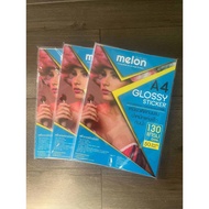 Melon Glossy Photo Sticker Paper 130G A4 (50 แผ่น) กระดาษโฟโต้ สติ๊กเกอร์ 130แกรม