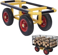 ohbien Yellow Heavy Duty Transport Trolley 330LBS 4 Wheels 75.5 x 32 x 26 cm Transport Dolly with Pn