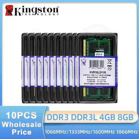 10PCS Kingston Memory Laptop Ram DDR3L DDR3 8GB 4GB 1333Mhz 1600Mhz 1866Mhz SO-DIMM PC3-10600 12800 