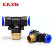 Air Connector Fitting T Shape  6mm 8mm 10mm 12mm 4mm Hose Pipe to 1/8" 1/4" M5 3/8" 1/2" BSPT Male T