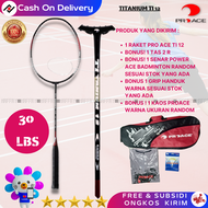 Promo Paket Komplit! Raket Badminton Original ProAce Titanium 12 Bonus Tas Kaos Senar & Grip - Naffa