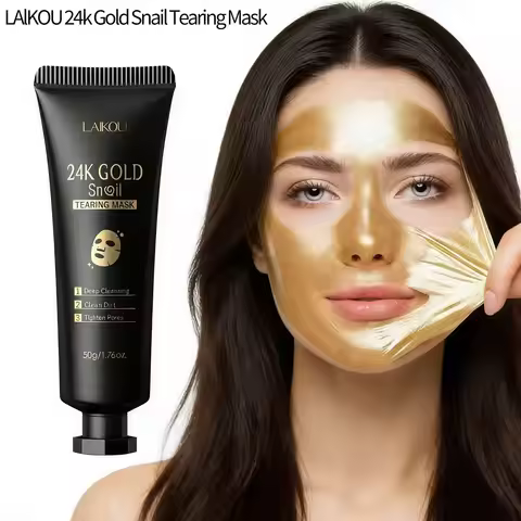 LAIKOU 24K Gold Snail Tear Off Mask, Deep Cleansing Pore Minimizing, Oil Control Blackhead Removal, 