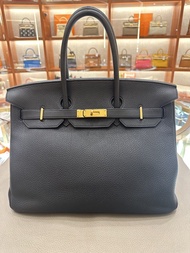 95%新 Hermes Birkin 35 黑色 Togo 金扣手挽袋