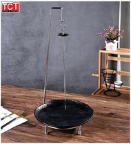 ชุดอุปกรณ์แขวนบาร์บีคิว เคบับ พร้อมไม้เสียบสแตนเลสและจานรองเมลามีนสีดำอย่างดี Hanging Kebab Stand wi