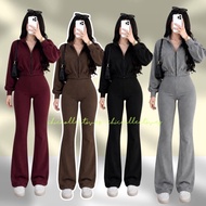 Alora jacket working zipper closure wideleg terno pants