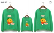 FUNNY LONG-SLEEVE FAMILY SHIRT IN THICK COTTON FLANGE IN ALL COLORS IN ALL SIZES FROM 8-100kg (video