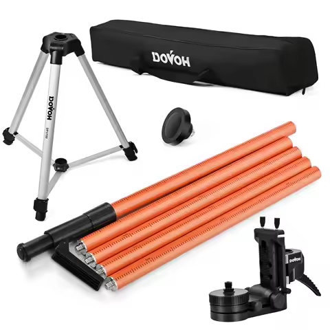 DOVOH 12 ft./3.7m Laser Tripod Telescoping Pole with 1/4-Inch by 20-Inch Laser Mount for Rotary Incl