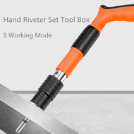 Hand Riveter Set Manual Riveter Rivet Gun with 20 Rivets Hand Rivet Gun Tool Box Steel Nail Gun Rivet 3 Working Mode