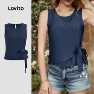Lovito Casual Top Plain Asymmetrical Summer Tank Top for Women L123ED655 Lovito Atasan Kasual Atasan