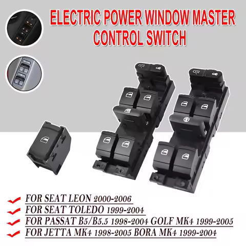 Power Window Master Switch Console Button 1J4959857A 1J4959857D For VW Golf MK4 Jetta 4 Bora Passat 