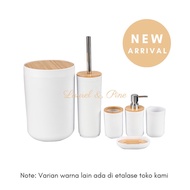PREMIUM BATHROOM EQUIPMENT SET 6PC - WHITE BAMBOO WHITE BAMBOO/