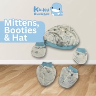 (3in1) (2in1) Newborn Baby Hat Mittens Booties Mitten Baby 100% Cotton Gloves Mitten Cap Bayi Sarung