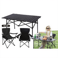 Table+2 Chairs 1SET Outdoor Camping Folding Chair Glamping Camping Picnic Table Meja Lipat Portable 