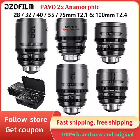 DZOFilm PAVO 28/32mm/40mm/55mm/75mm T2.1 100mm T2.4 2x Anamorphic Prime Lens Manual Focus Cine Lens 