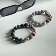 天然和田玉籽料青花 烟紫 手串 T243 244 時契