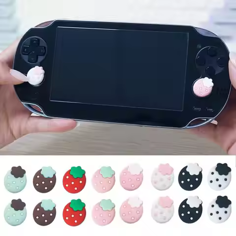 Cute Strawberry Thumb Grip Caps For PSV1000 PSV2000 Anti-slip Joystick Cap Button Protector Game Acc