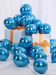 20 piezas de globos azules de 5 pulgadas, pequeños globos de látex metalizados con cromo gold rosado adecuados para decoración de cumpleaños, graduación, despedida de soltera y bodas con calidad Premium para llenar con helio.