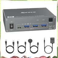 4K USB C KVM Switch 2 Monitors 2 Computers,4K@60Hz Dual Monitor USB 3.0 USB Typc C KVM Switcher EU P