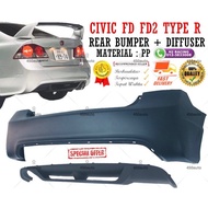 HONDA CIVIC FD/FD2 TYPE R REAR BUMPER + DIFFUSER OPEN BUKA BOLEH (MADE IN TAIWAN)