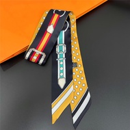 Women Scarf Skinny Silk Scarf Headband Belt Chain Print Bandana Small Handle Bag Ribbon Sacrf Necker