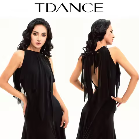 Customized TDANCE Modern Practice Dress [Neck Strap Splicing Float Piece Jumpsuit] Beginner Professi