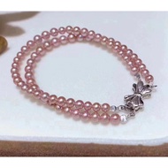 Two Strands 7-8Mm South Sea Lavender Pearl Bracelet 7.5-8"