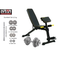 Altrom Sport รุ่น AM-021DZK +DBS12Kg ม้านั่งออกกำลังกาย + ดัมเบลเซท 12 kg.