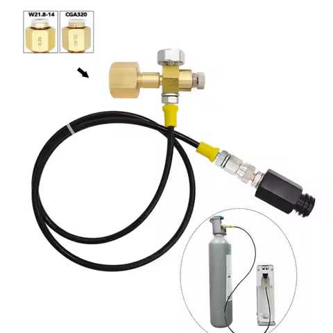 Soda Stream Soda Club External Hose Adapter Gauge to CO2 Tank Home Soda Maker W21.8-14 or CGA320 for