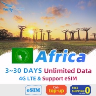 Wefly Africa Sim card 5-30 Days Unlimited Data South Africa Tanzania SIM Card Support eSIM Mozambique Congo Ghana