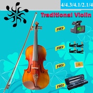 High Grade Acoustic Violin Fiddle FREE Rosin, Bridge. Tuner. Adjustor and Carry Case