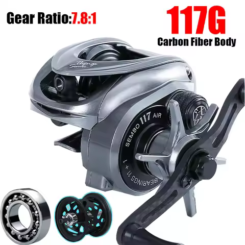 117g Carbon Fiber Fishing Reel Ultra Light Spool Bait Finesse Baitcasting Reel Micro Monster 7.8:1 5