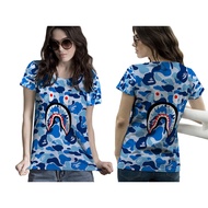 [Riashop] Bape Shark Women's T-Shirt | Bape Original Premium T-Shirt | Bape Short Sleeve T-Shirt - F