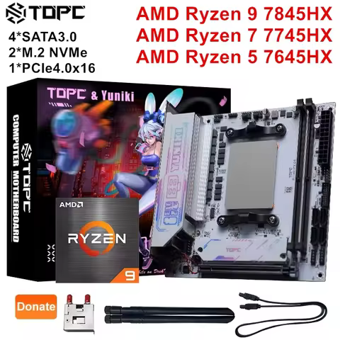 AMD Ryzen 9 8945HX TOPC Gaming Motherboard R7 7845HX R5 7645HX 4*SATA3.0 2*NVMe DDR5 2.5G LAN Mini P