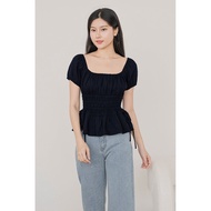 Dear Lyla Shauna Gather Peplum Top (Midnight)