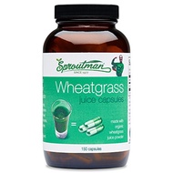 Organic Wheatgrass Juice Powder Capsules by Sproutman - 100% Pure Wheatgrass- Boosts Metabolism,...