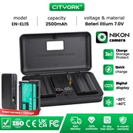 Cityork 2500mAh EN-EL15 ENEL15 EN EL15C Battery + LCD Smart Multifunction Box Charger For Nikon D500