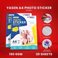 Yasen A4 Glossy & Matte Photo Sticker 90GSM 135GSM 150GSM Self-Adhesive Label Sticker 20 pcs