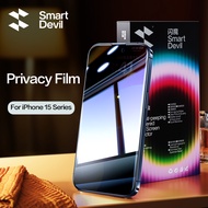 SmartDevil แผ่นหน้าป้องกันความเป็นส่วนตัว สำหรับ iPhone 15 Pro Max iPhone 15 Pro iPhone 15 iPhone 15 Plus Tempered Glass Film Screen Protector ฟิล์มแก้วกระจกนิรภัยป้องกันทุกสัดส่วนป้องกันการอ่านลายนิ้วมือ