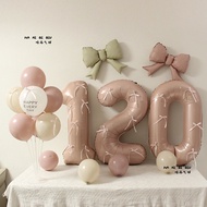 Ins Ballet Style Baby Girl 120 Days Number Balloon Decoration Bow 4 Months Decoration Atmosphere Pho