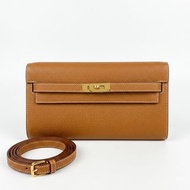 二手98新 Hermès Kelly To Go 金棕色Epsom皮金扣