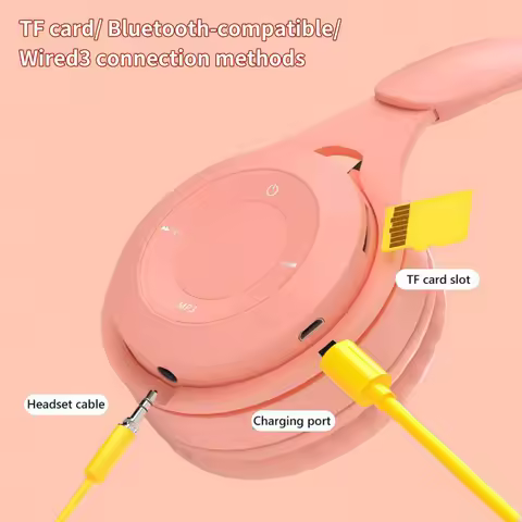 Wireless Bluetooth Headphone Macaron Headphones Stereo Headband Gaming Headset with Mic Gamer Girl G