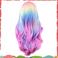 Colorful Rainbow Wig in the Fringe Simulation Scalp Party Ghost Festival Wig