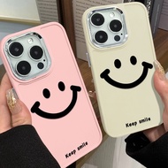 Simplicity Smiley Phone Case Compatible for IPhone 11 12 13 Pro 14 15 7 8 Plus SE 2020 XR X XS Max TPU Soft Case Shockproof Lens Protector Large Hole Frame